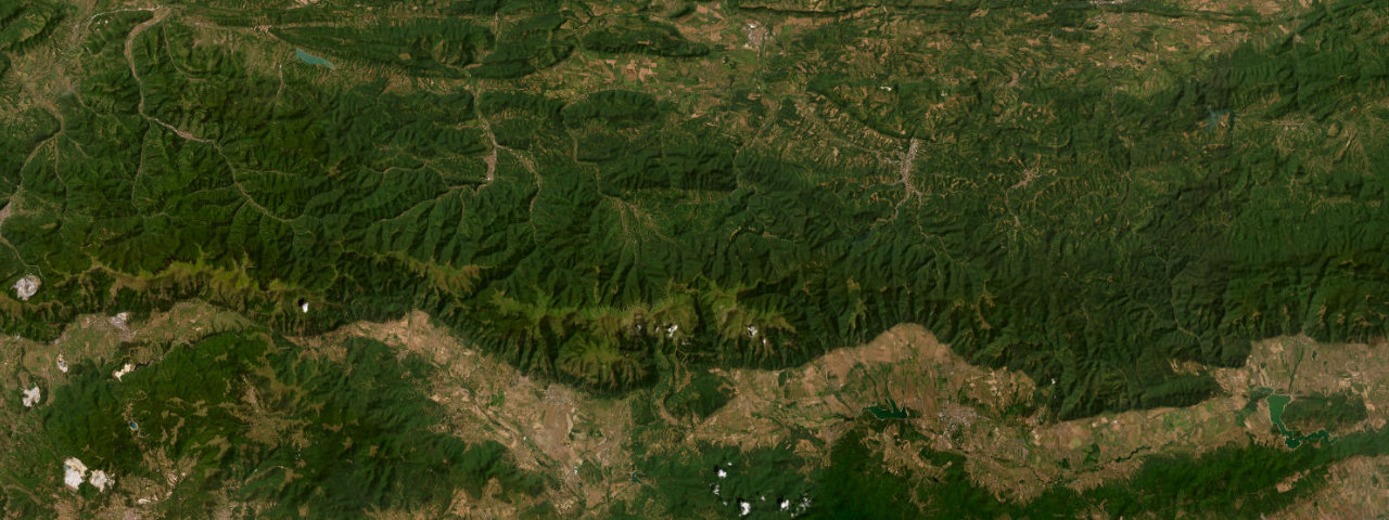 Satellite view of the Bulgarian Mountain Roads roads