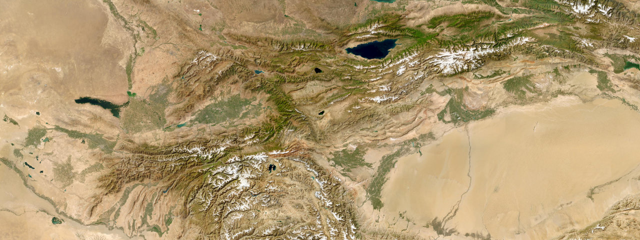 Satellite view of the Central Asian Passes roads