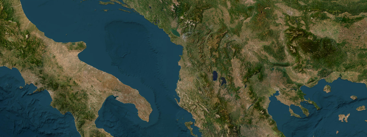 Satellite view of the best driving roads in Albania