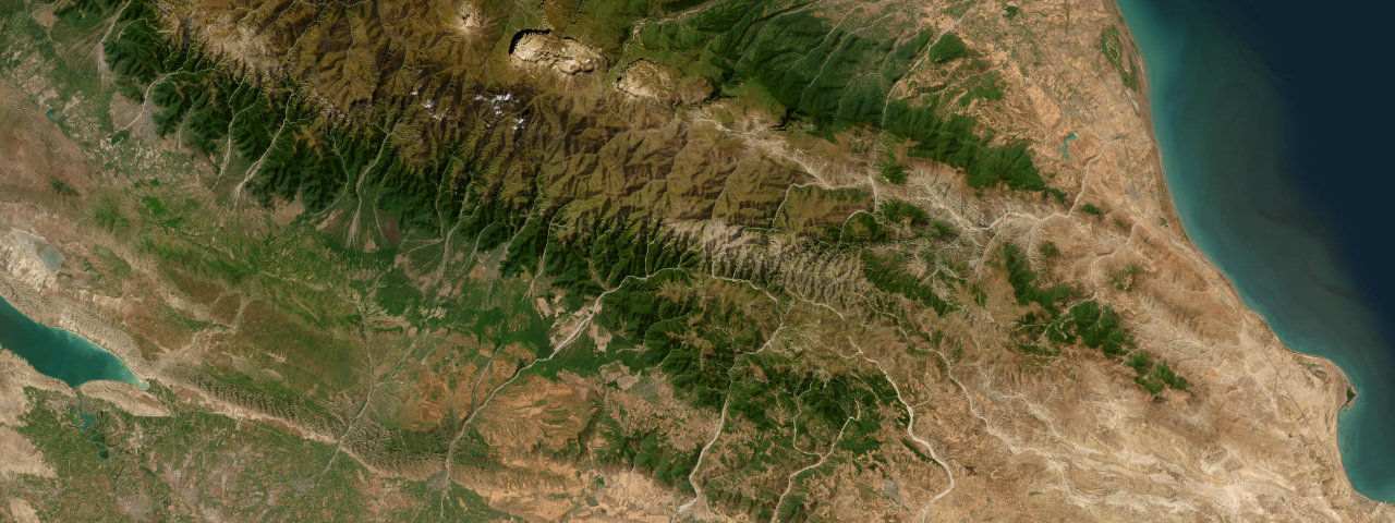 Satellite view of the best driving roads in Azerbaijan