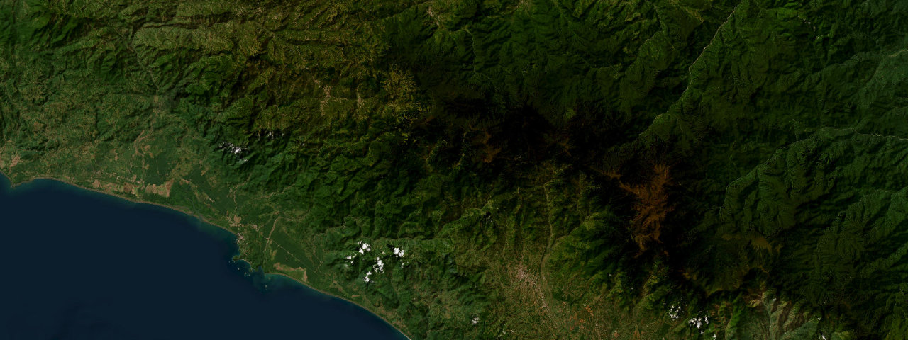 Satellite view of Costa Rica