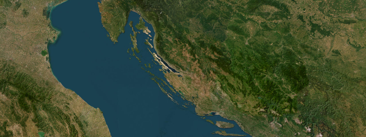Satellite view of the best driving roads in Croatia