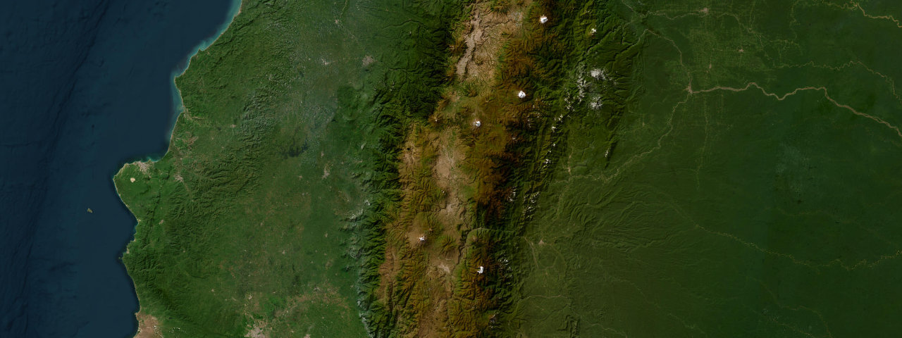 Satellite view of the best driving roads in Ecuador