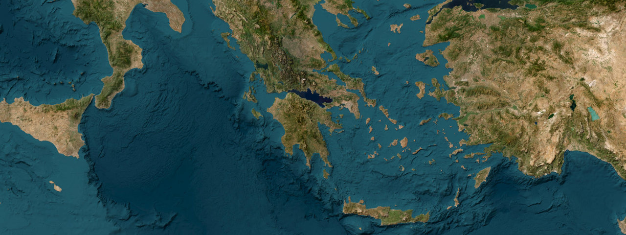Satellite view of the best driving roads in Greece
