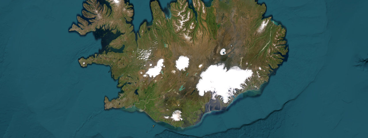 Satellite view of the best driving roads in Iceland