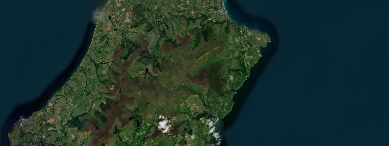 Satellite view of the best driving roads in Isle of Man