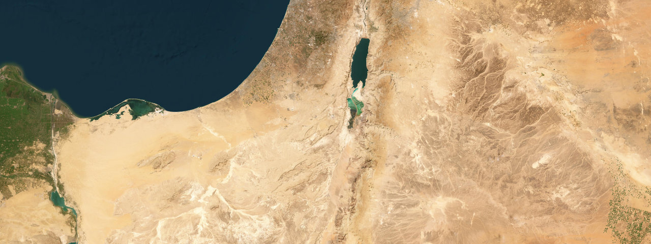 Satellite view of the best driving roads in Israel