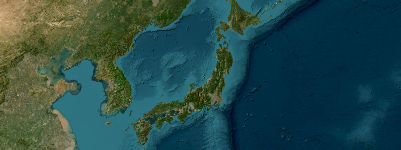 Satellite view of the best driving roads in Japan