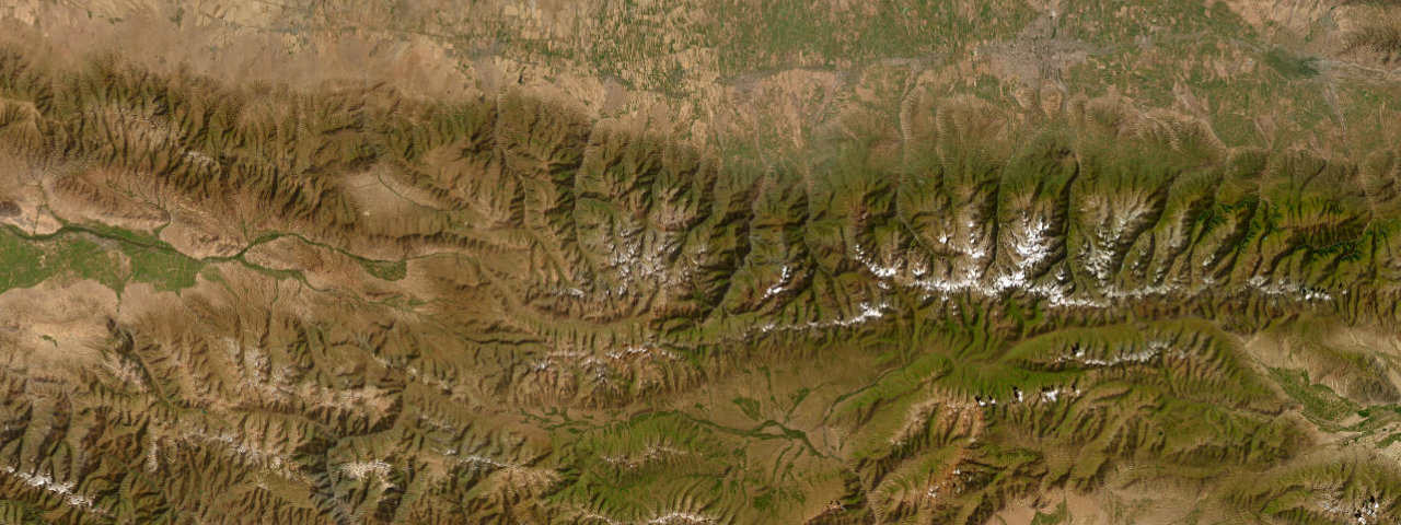 Satellite view of Kyrgyzstan