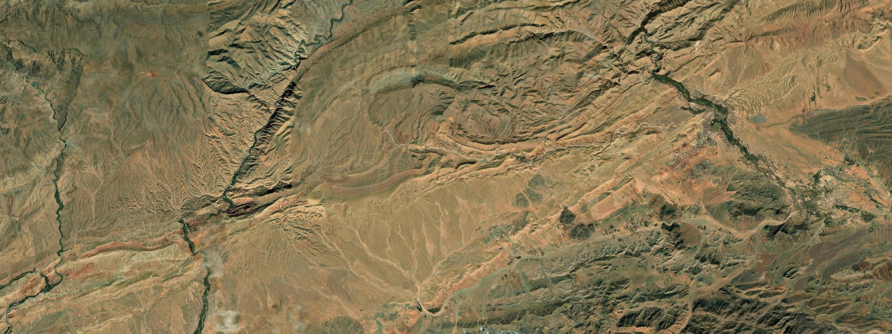 Satellite view of the best driving roads in Morocco