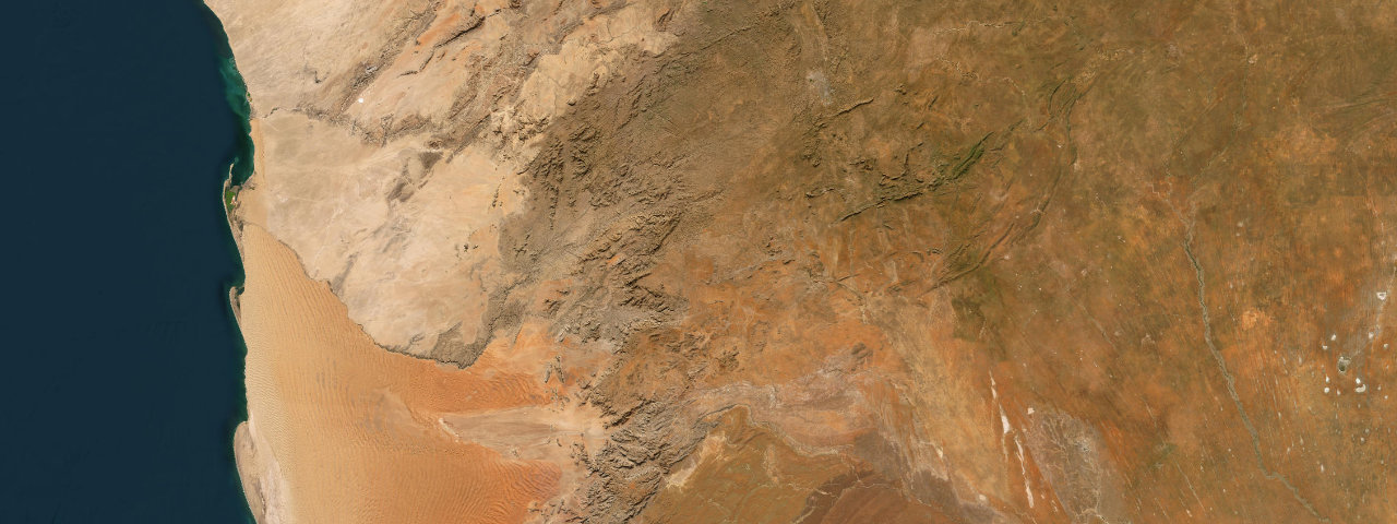 Satellite view of the best driving roads in Namibia