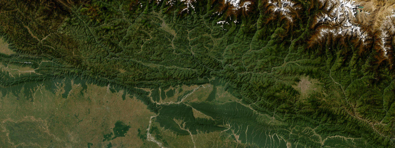 Satellite view of the best driving roads in Nepal