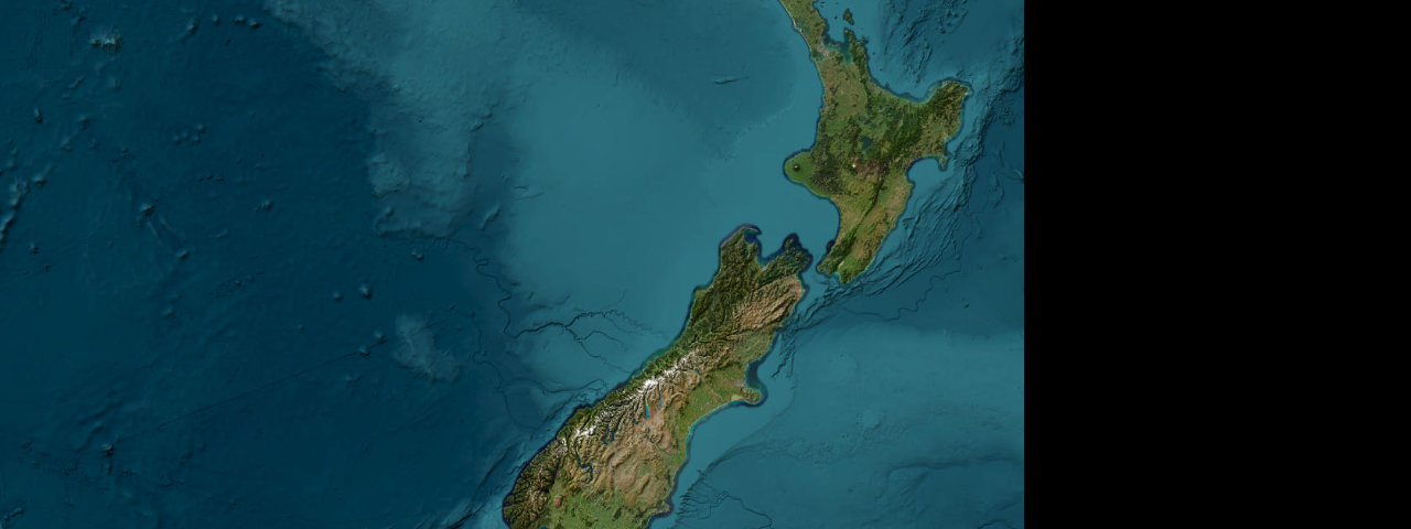 Satellite view of the best driving roads in New Zealand