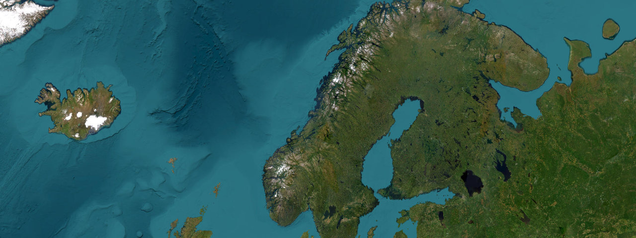 Satellite view of the best driving roads in Norway