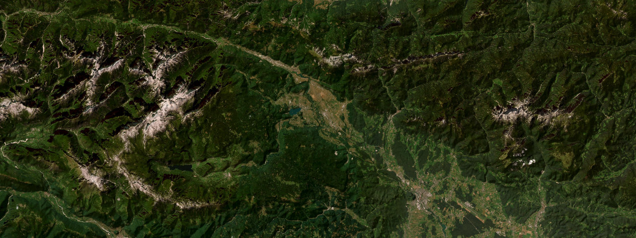 Satellite view of the best driving roads in Slovenia