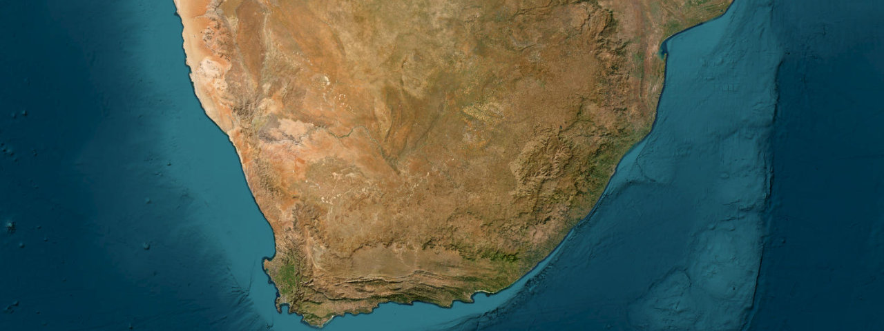 Satellite view of the best driving roads in South Africa