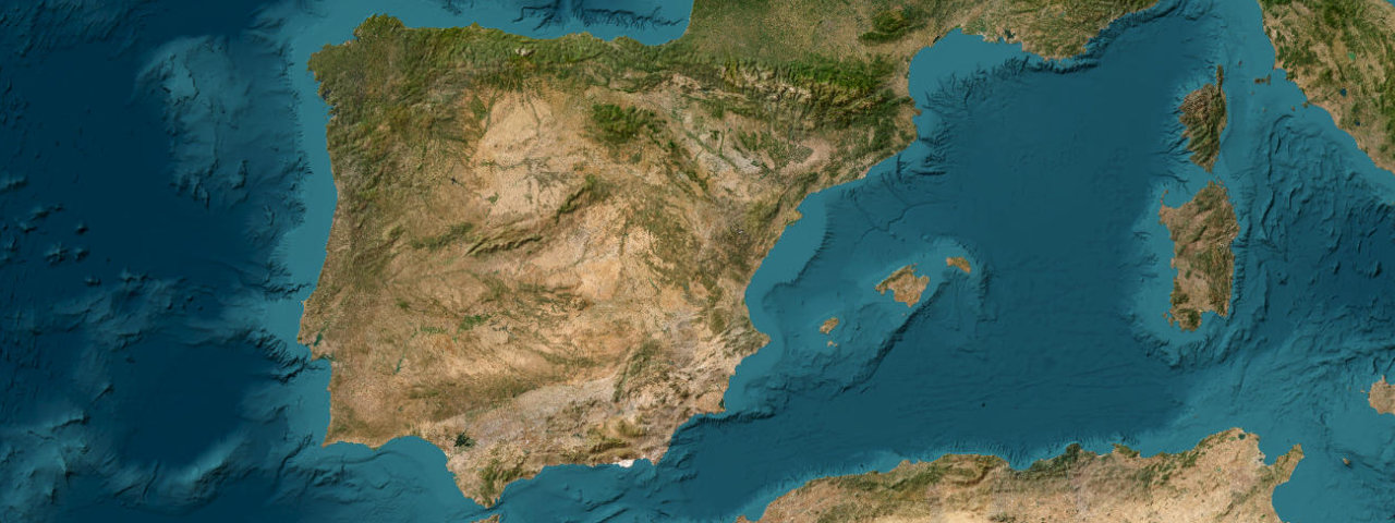 Satellite view of the best driving roads in Spain