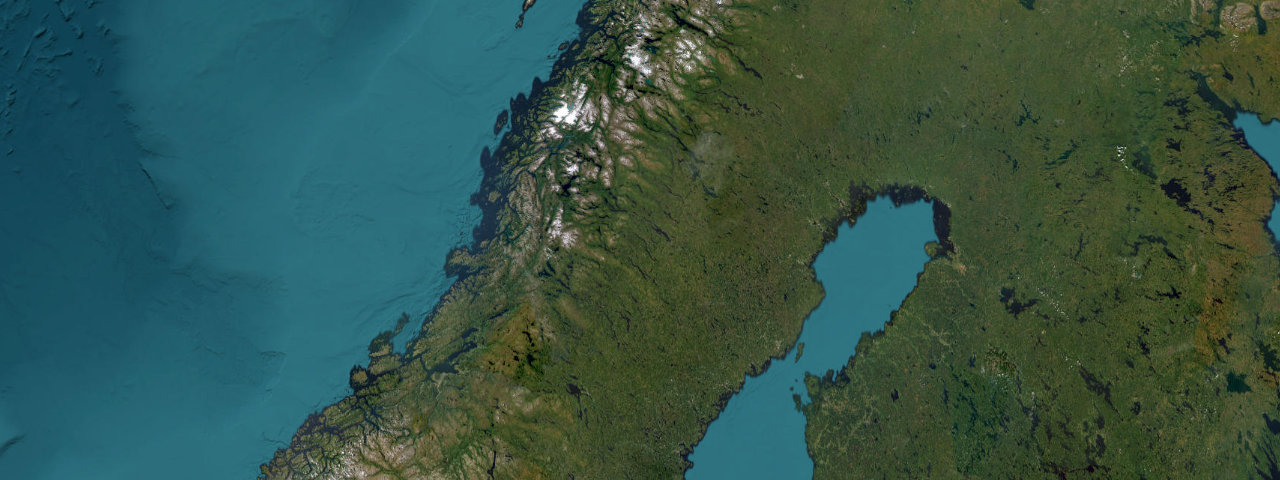Satellite view of the best driving roads in Sweden