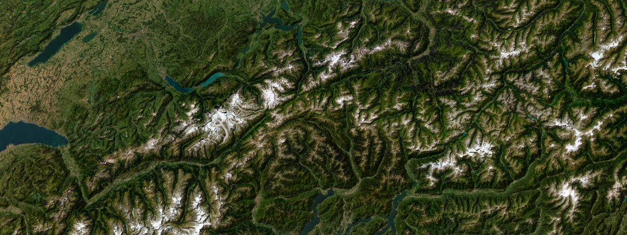 Satellite view of the best driving roads in Switzerland