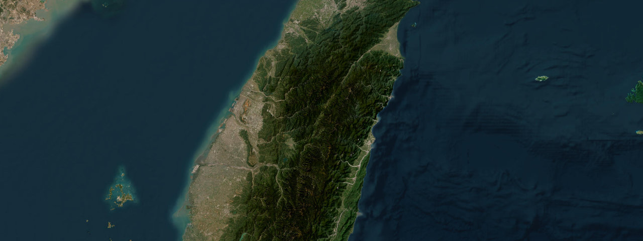 Satellite view of the best driving roads in Taiwan