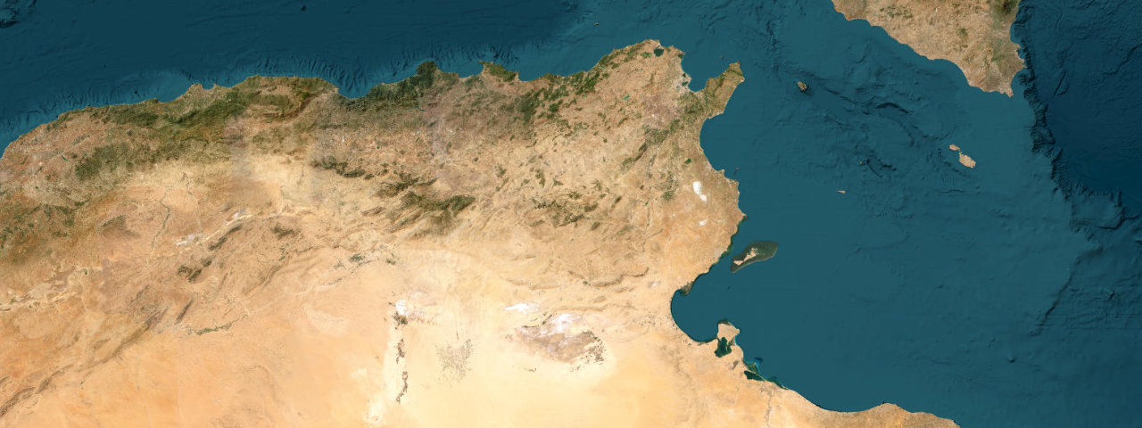 Satellite view of the best driving roads in Tunisia
