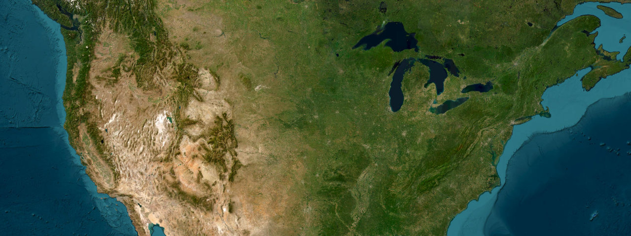 Satellite view of United States
