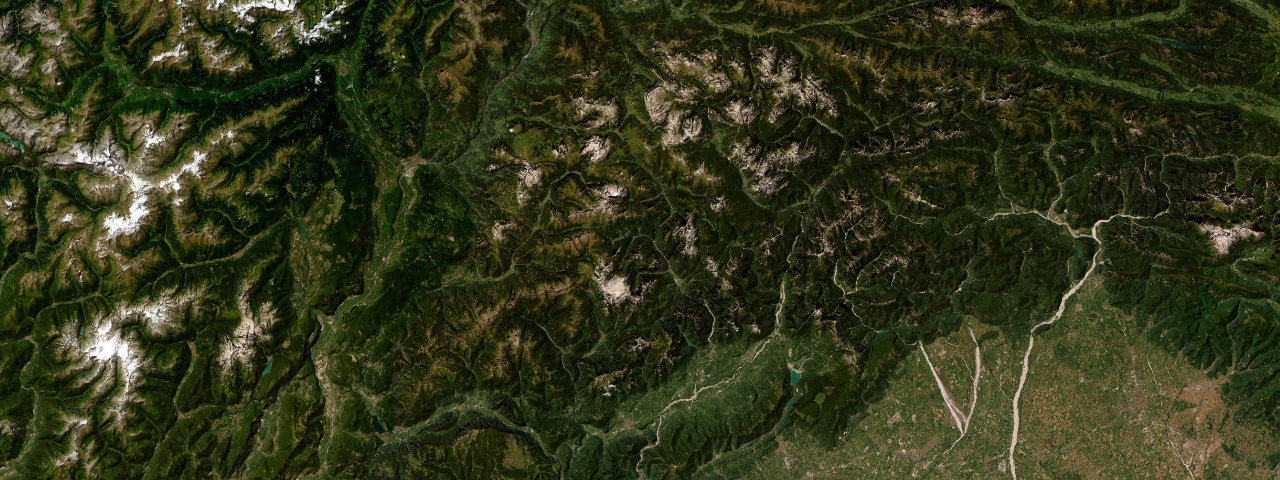 Satellite view of the The Dolomites roads