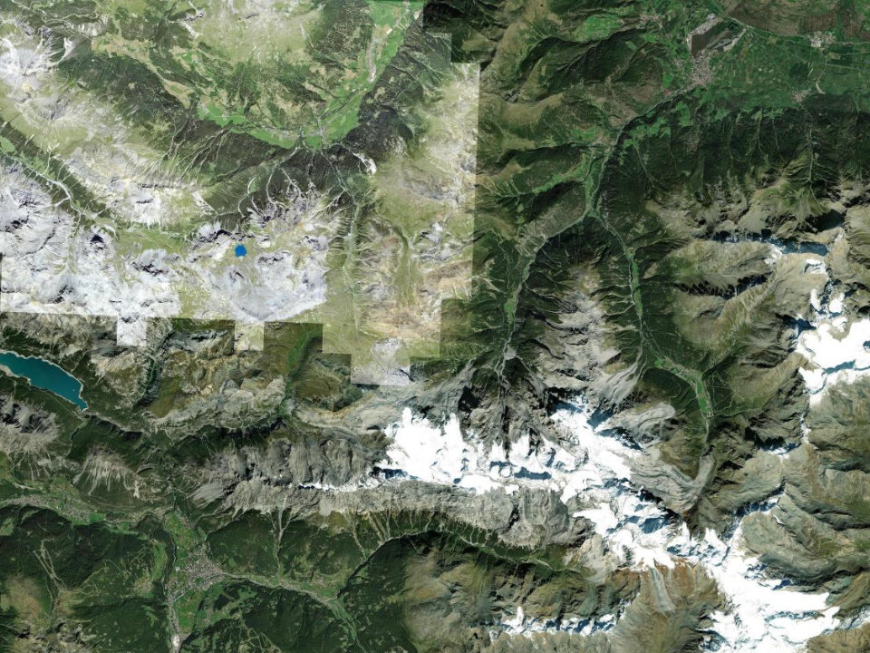 Satellite view of the Stelvio Pass hairpins