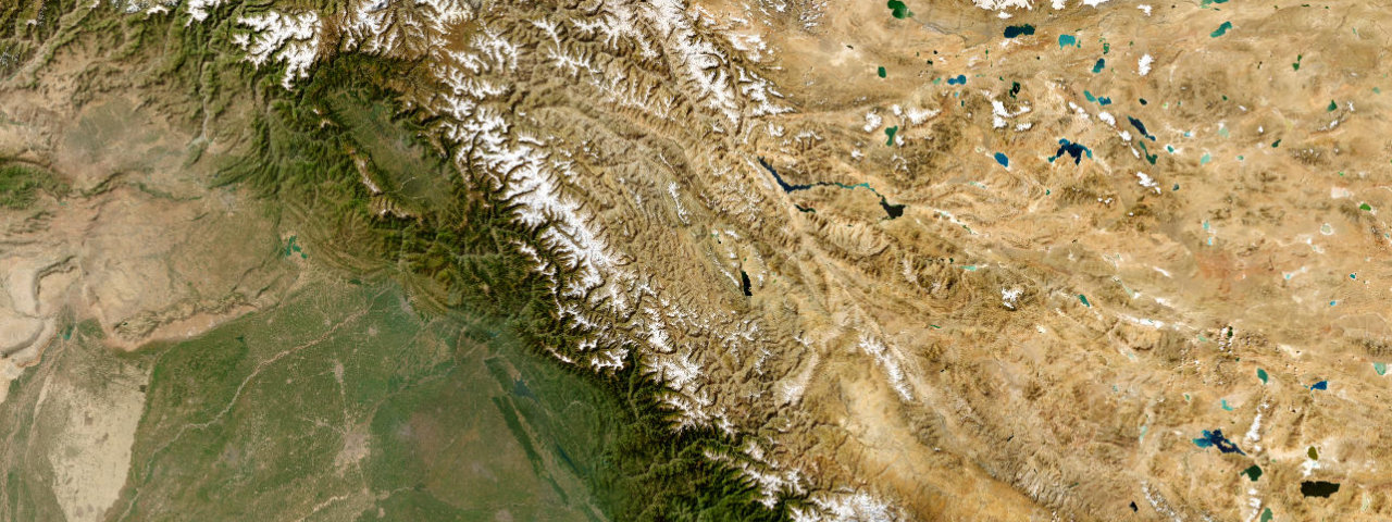 Satellite view of the Himalayan Passes roads