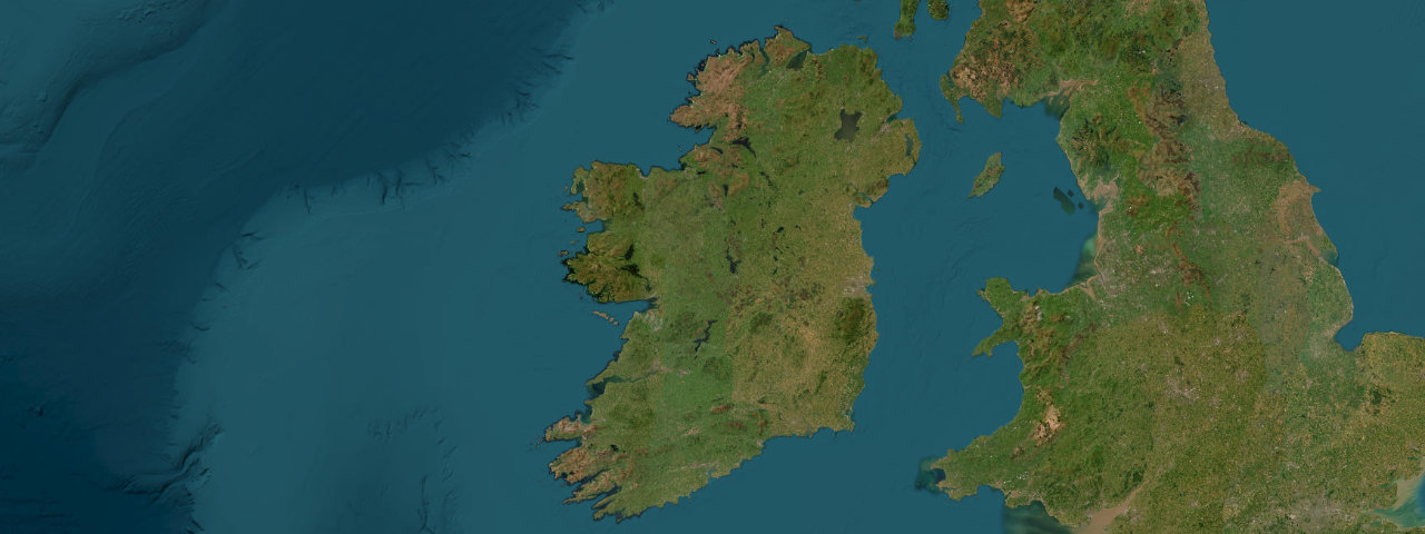 Satellite view of the Ireland's Passes roads