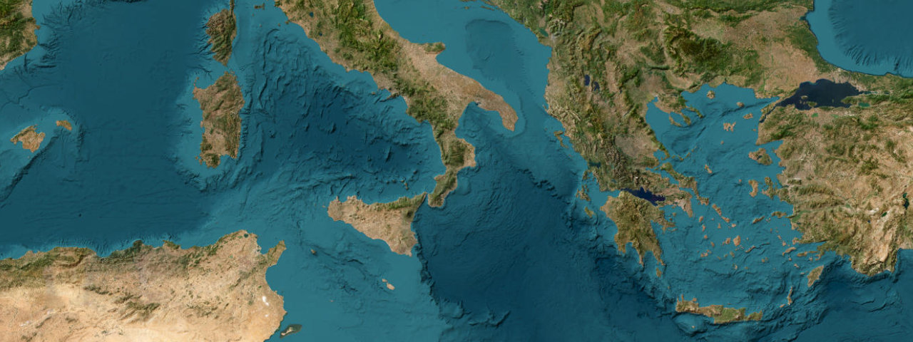 Satellite view of the Mediterranean Islands roads