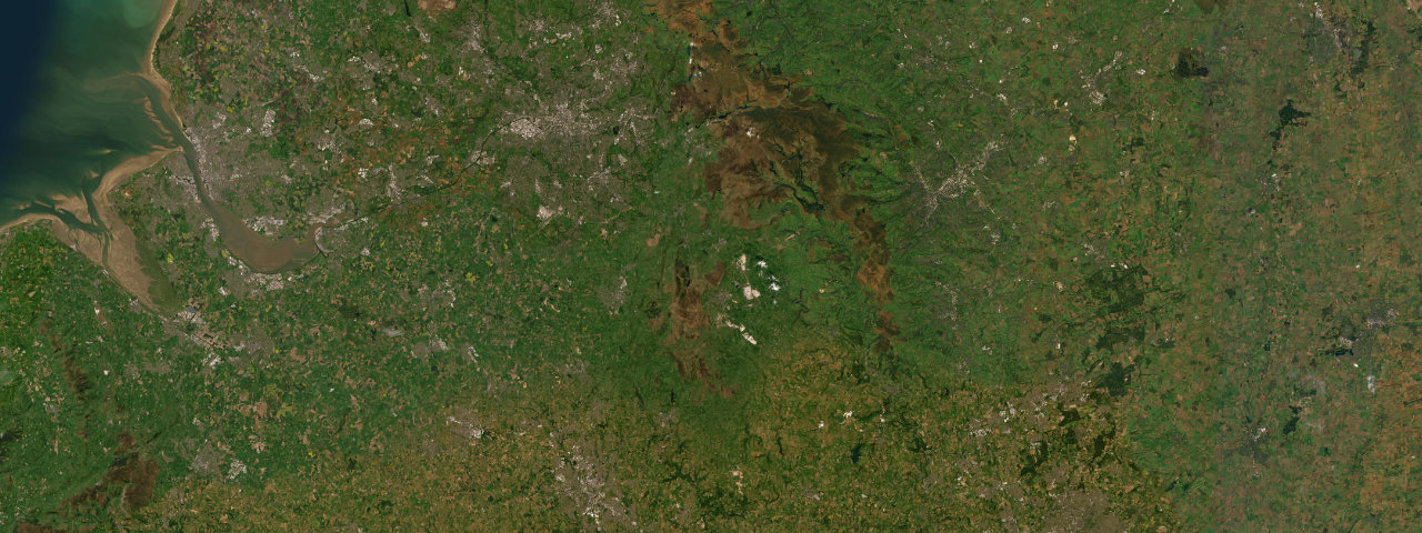 Satellite view of the Peak District roads