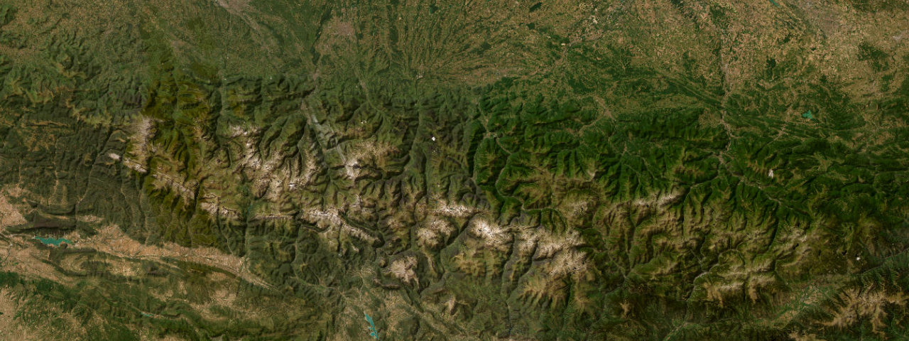 Satellite view of the Pyrenean Cols roads