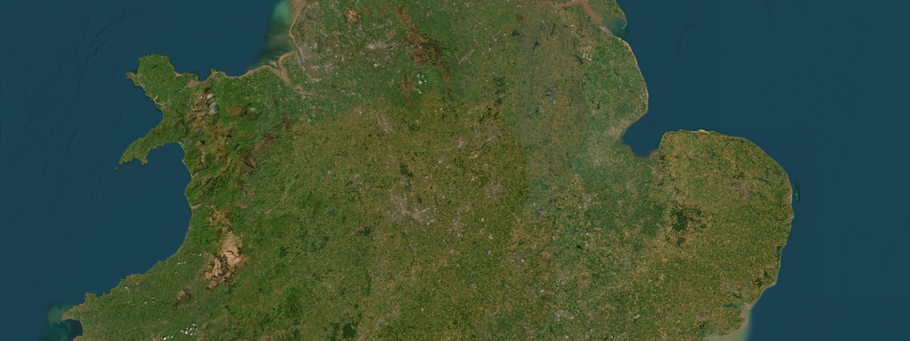 Satellite view of the best driving roads in the Midlands