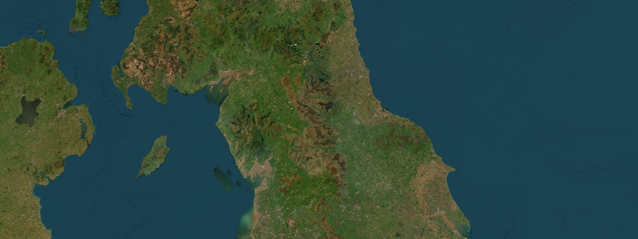 Satellite view of the best driving roads in Northern England
