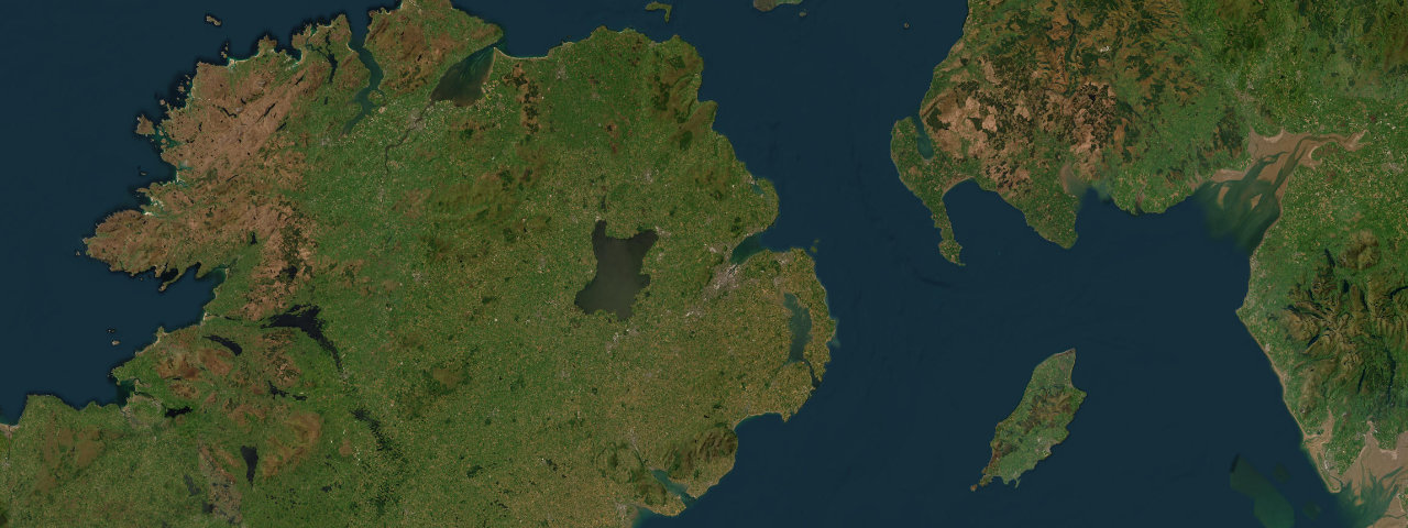 Satellite view of the best driving roads in Northern Ireland