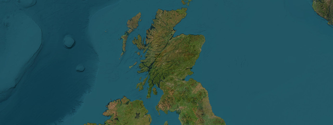 Satellite view of the best driving roads in Scotland