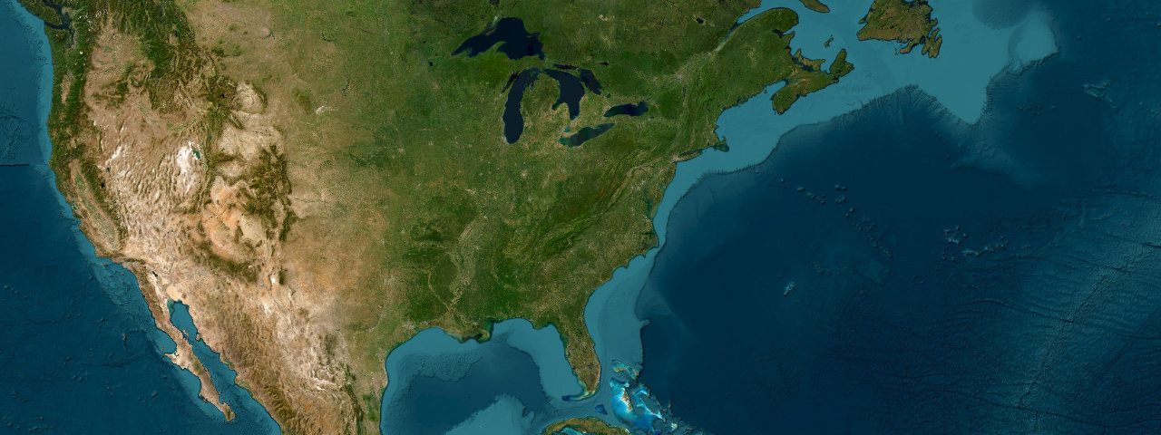 Satellite view of the best driving roads in the Eastern USA