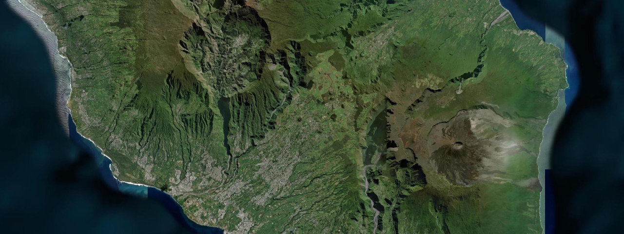 Satellite view of the Réunion Island Roads roads