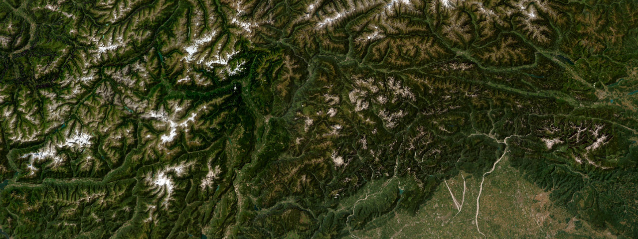 Satellite view of the South Tyrol & Trentino Passes roads