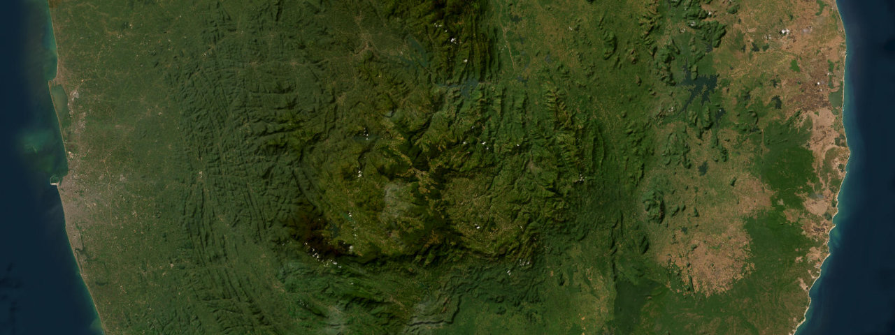 Satellite view of the Sri Lanka's Hill Country roads
