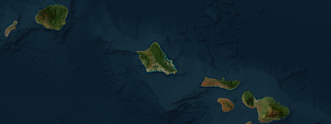Satellite view of the best driving roads in Hawaii
