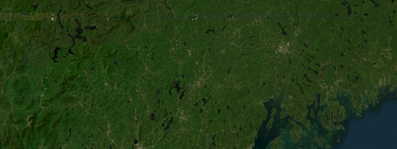 Satellite view of the best driving roads in Maine
