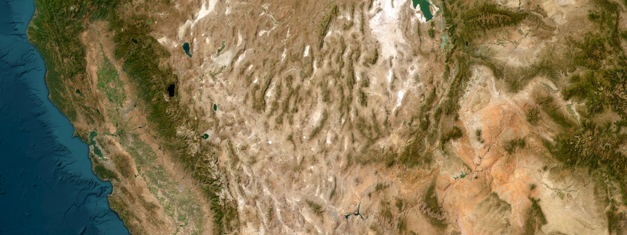 Satellite view of the best driving roads in Nevada