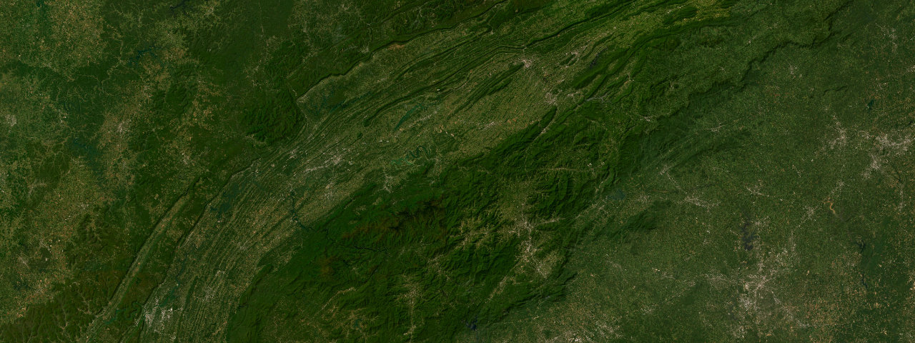 Satellite view of the best driving roads in Tennessee