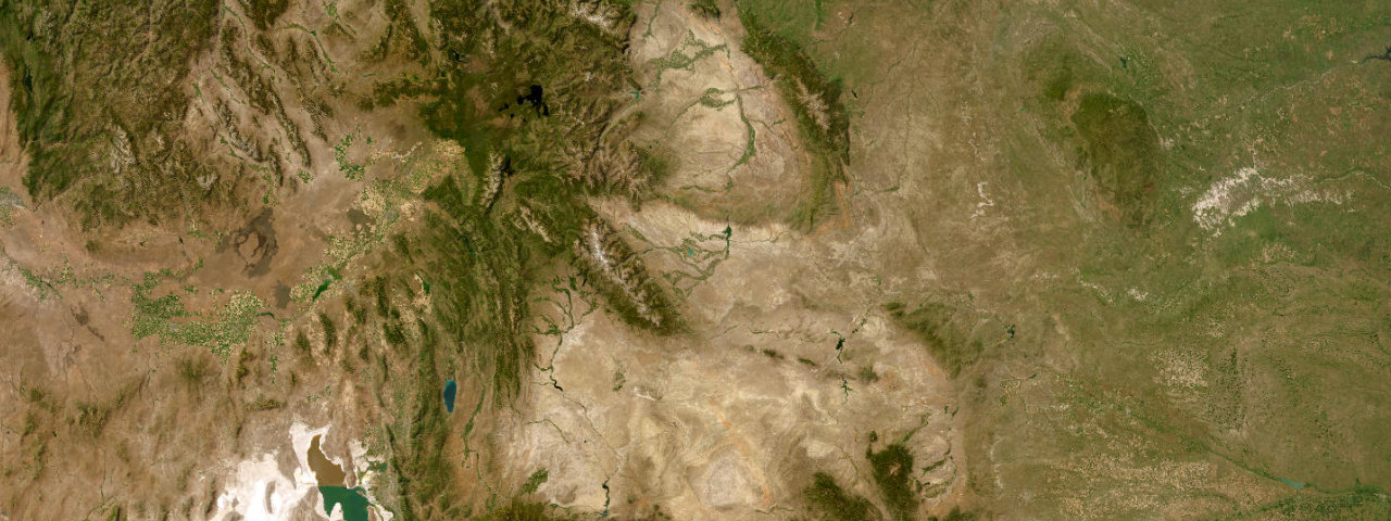 Satellite view of the best driving roads in Wyoming