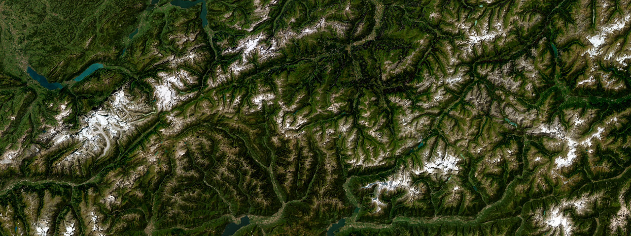 Satellite view of the Swiss Passes roads