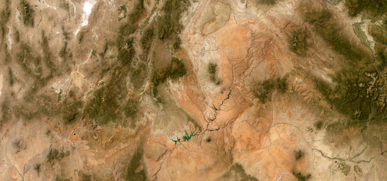 Satellite map of the Canyon Country driving tour, Utah, USA