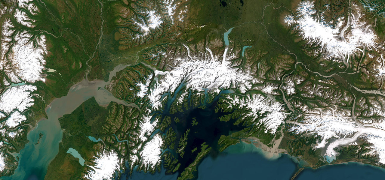 Satellite map of the Last Frontier driving tour, Alaska