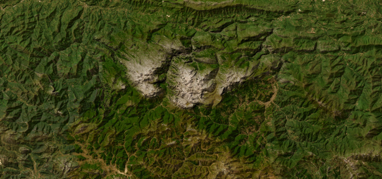 Satellite map of the Picos driving tour, Spain